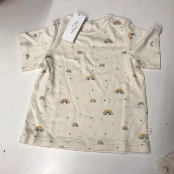 Baby Mori 2pc short set pajamas, organic cotton bamboo, rainbow - Picture 3 of 8